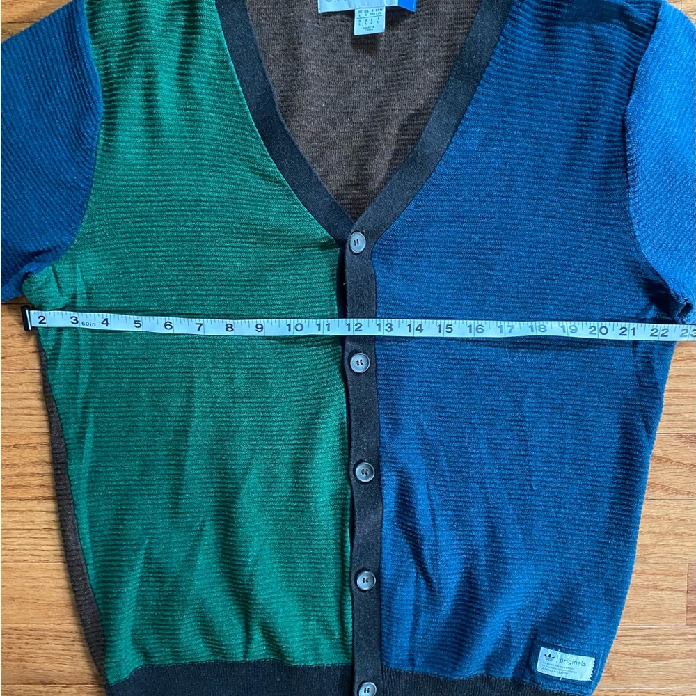 Adidas Originals Stylish Blue and Green Men's Cardigan - Picture 4 of 5
